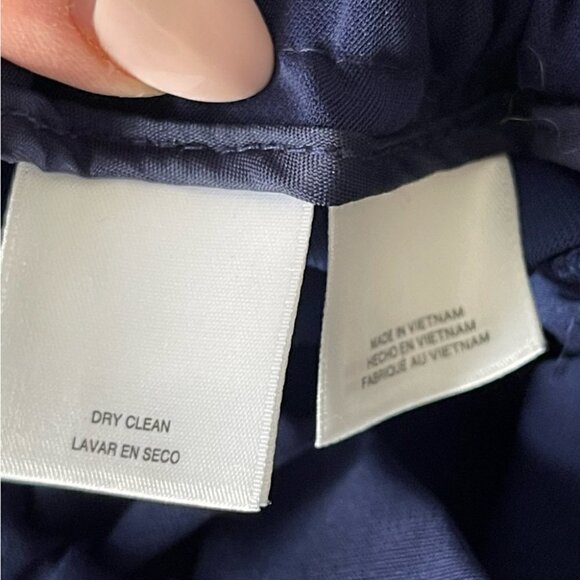 ANNE Klein Wide Leg Cropped Paperbag Tie Waist Navy Pants size small - Picture 4 of 8